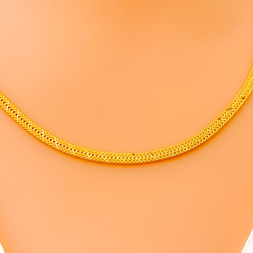 Reflective Ornate Thick Flat Fox 22k Gold Chain 