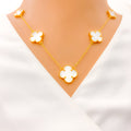 Delicate Mother Pearl 21K Gold Necklace Set 