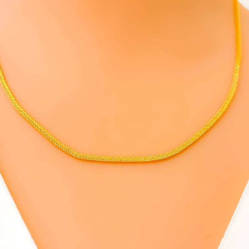 Reflective Ornate Thin Flat Fox 22k Gold Chain
