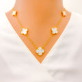 Sophisticated Mother Pearl 21K Gold Necklace Set 