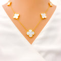 Sophisticated Mother Pearl 21K Gold Necklace Set 