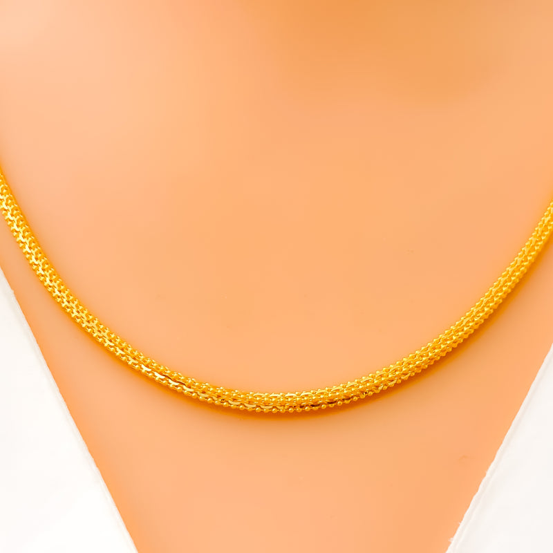 Thick Flat Square 22k Gold Bead Chain - 20"