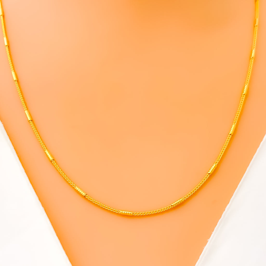 Fox Chain Design Fancy Alternating 22K Gold Fox Chain - 20