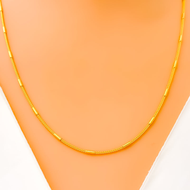 Fancy Alternating 22K Gold Fox Chain 