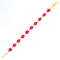 Vibrant Oval Ruby Motif 22k Gold Bracelet 