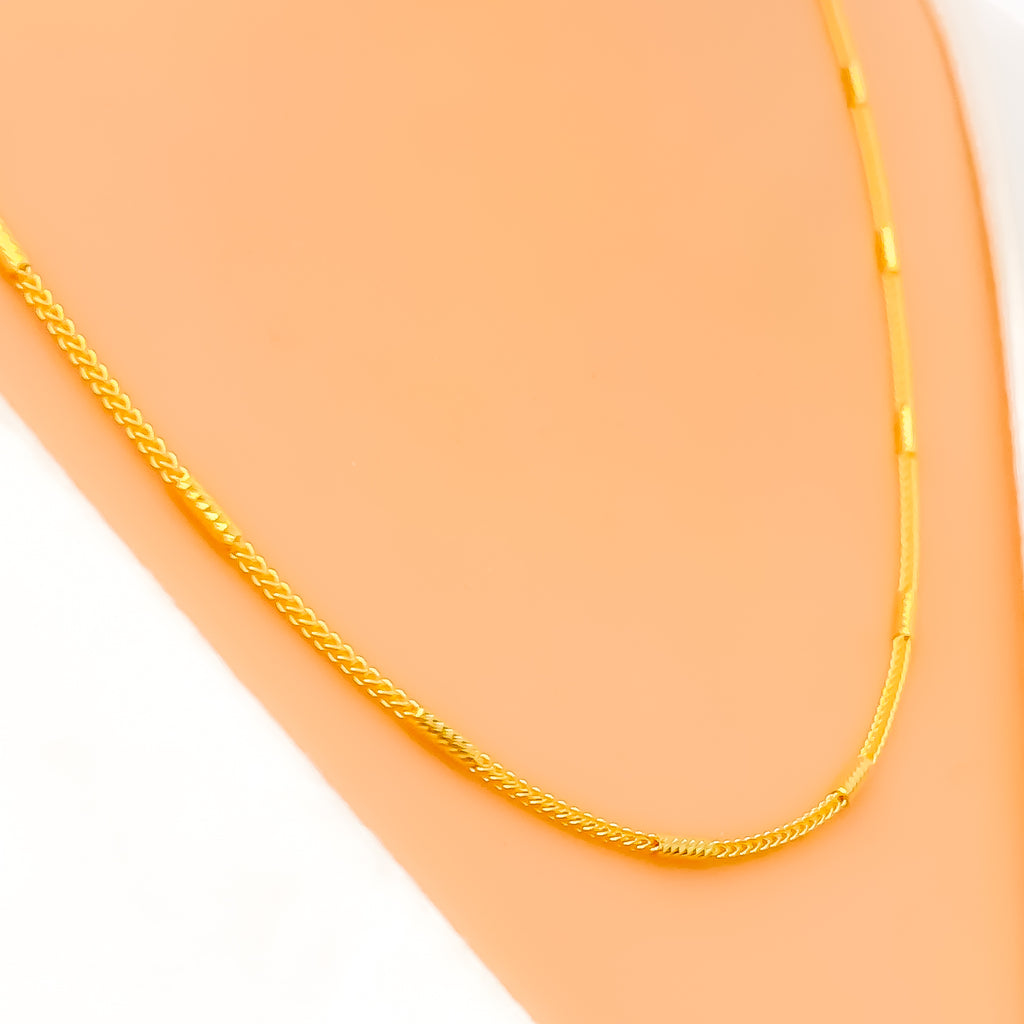 Fancy Alternating 22K Gold Fox Chain - 20
