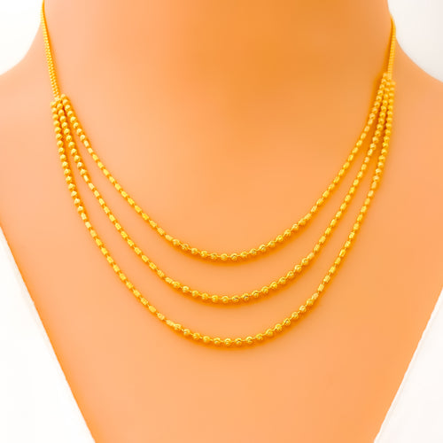 Charming Evergreen 22k Gold Beaded Necklace Set