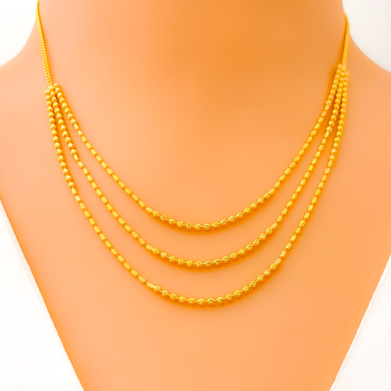Charming Evergreen 22k Gold Beaded Necklace Set