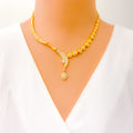 Contemporary Asymmetrical 22k Gold CZ Necklace Set
