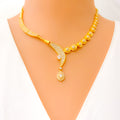 Contemporary Asymmetrical 22k Gold CZ Necklace Set