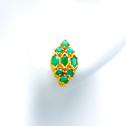 Traditional Elegant 22k Gold Emerald Earrings 