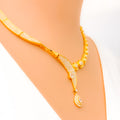 Contemporary Asymmetrical 22k Gold CZ Necklace Set