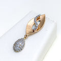 Ethereal Marquise Leaf 18k Gold CZ Necklace Set 