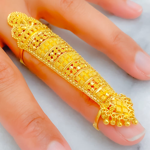 Bespoke Golden Checkered 22k Overall Gold Finger Ring 