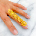 Ornamental Flower Accented 22k Overall Gold Finger Ring 