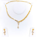 Contemporary Asymmetrical 22k Gold CZ Necklace Set