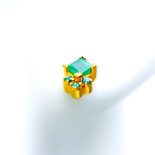 Gorgeous Geometric 22k Gold Emerald Earrings 