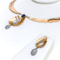 Beautiful Sparkling 18k Rose Gold CZ Necklace Set 