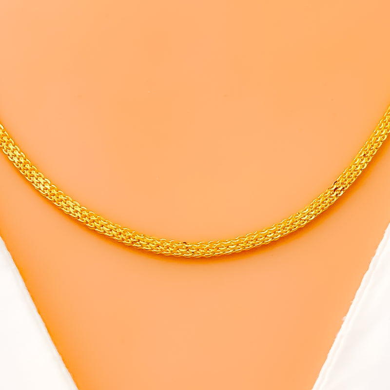Double Subtle Interlink 22K Gold Chain - 18"