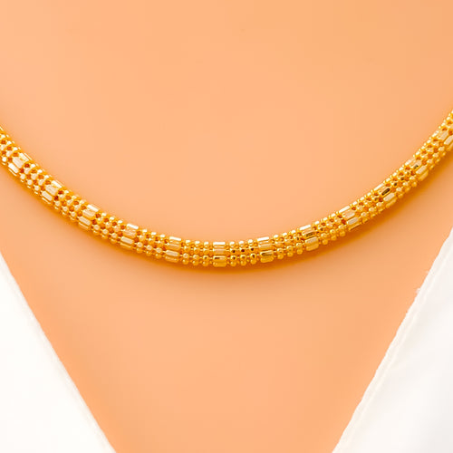 Hollow Alternating 22K Two-Tone Gold Chain - 22"