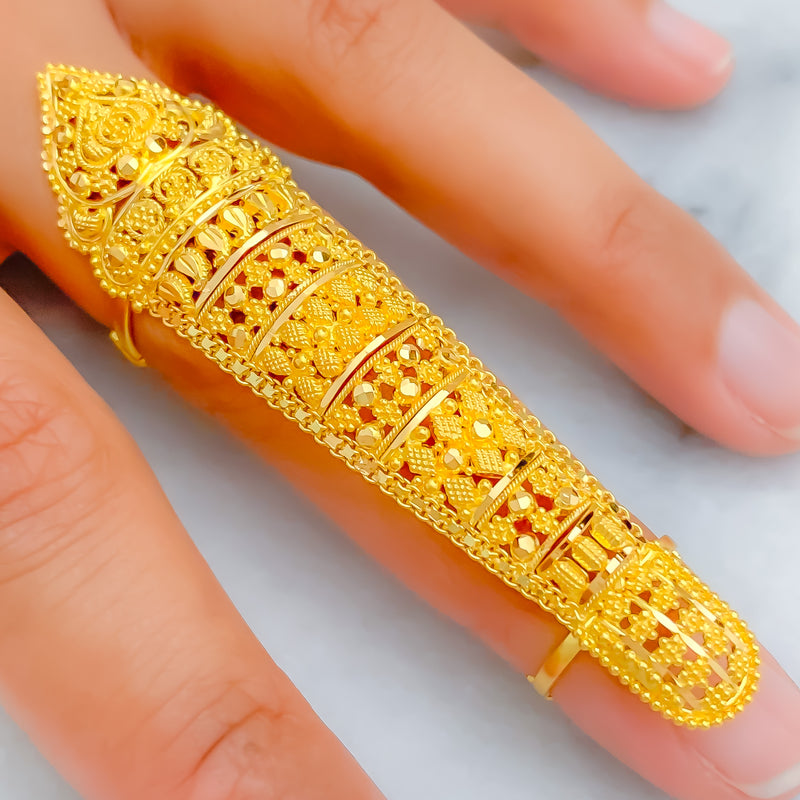 Glimmering Sophisticated 22k Overall Gold Finger Ring