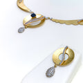 Luscious Radiant Round 18k Gold CZ Necklace Set