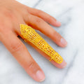 Glimmering Sophisticated 22k Overall Gold Finger Ring