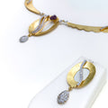 Dapper Dazzling Oval 18k Gold CZ Necklace Set