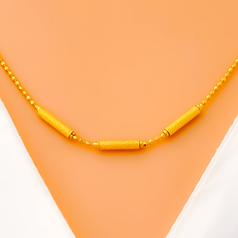 Sand Finish Barrel 22k Gold Chain - 22"