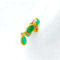 Dangling Floral 22k Gold Ruby Emerald Earrings