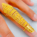 Bold Impeccable Embellished 22k Overall Gold Finger Ring