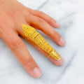 Bold Impeccable Embellished 22k Overall Gold Finger Ring