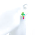 Charming Floral 22k Gold Ruby Emerald Earrings 