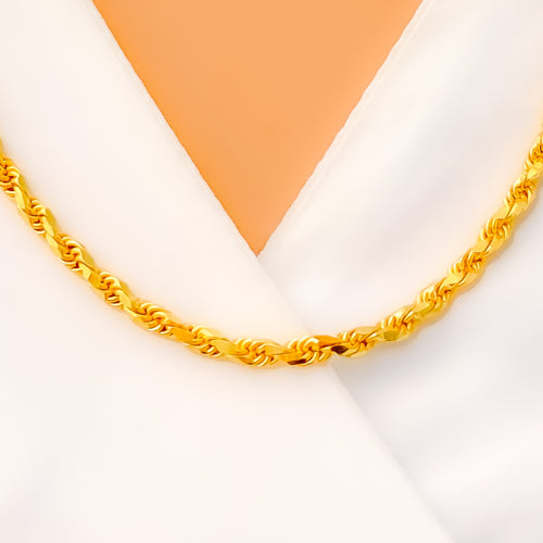 Medium Bold Reflective 22K Gold Rope Chain - 24"