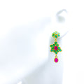 Floral Hanging 22k Gold Ruby Emerald Earrings