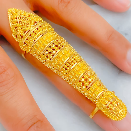 Royal Accented Shimmering 22k Overall Gold Finger Ring
