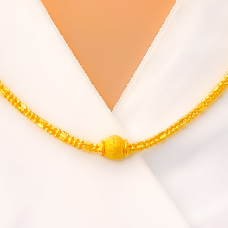 Bold Alternating 22k Gold Bead Chain - 23"