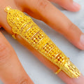 Captivating Eclectic Beaded 22k Overall Gold Finger Ring
