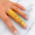 Captivating Eclectic Beaded 22k Overall Gold Finger Ring