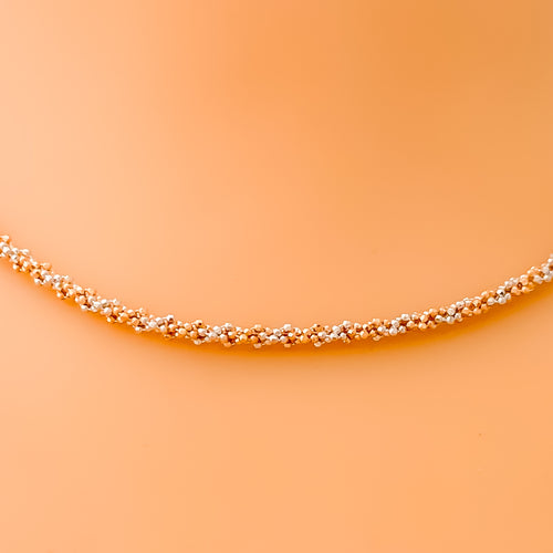 Dual Tone Popcorn 22K Gold Chain - 18"