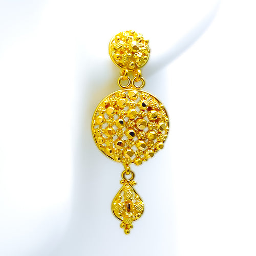 Dotted Checkered Bead 22k Gold Earrings 