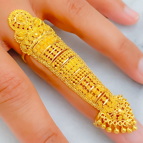 Priceless Elegant Evergreen 22k Overall Gold Finger Ring