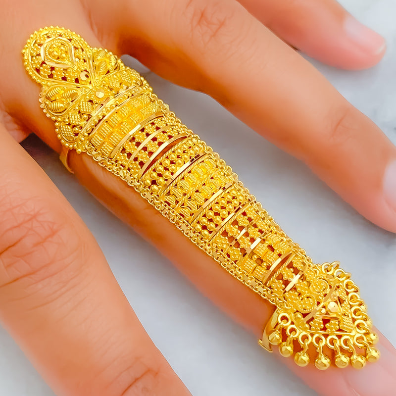 Priceless Elegant Evergreen 22k Overall Gold Finger Ring