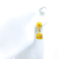 Delicate Leaf Accented 22k Gold Jhumki Earrings 