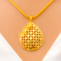 Sparkling Floral Drop 22K Gold Pendant Set