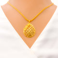 Sparkling Floral Drop 22K Gold Pendant Set