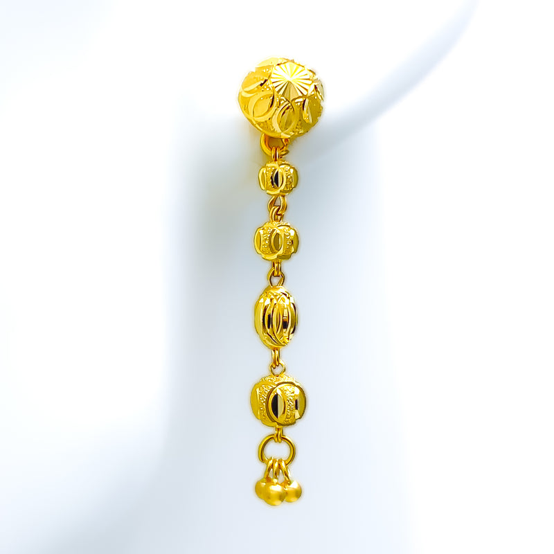 Dressy Dangling 22k Gold Orb Hanging Earrings 