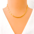 Alternating Beaded Three Tone 22K Gold Chain - 16"