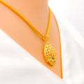 Elegant Netted Leaf 22K Gold Pendant Set