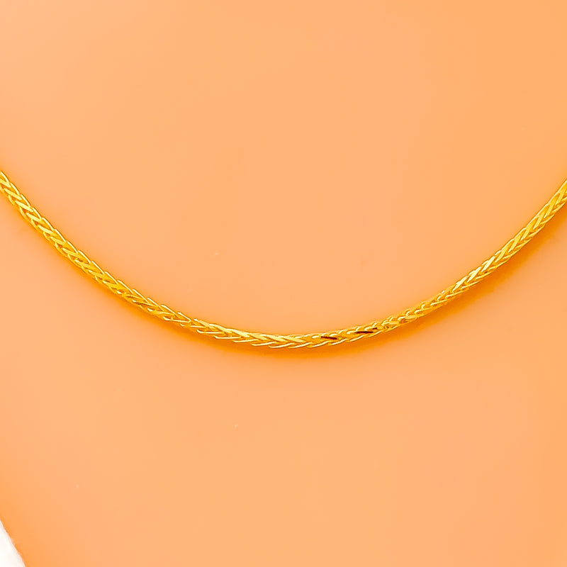 Thin Wheat 22K Gold Chain - 20"